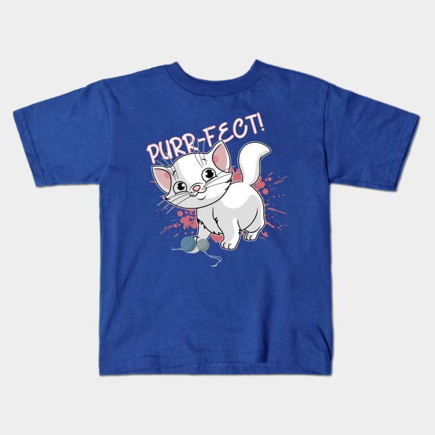 PURR-FECT Kids T-Shirt by Crew Corner by Freezframez